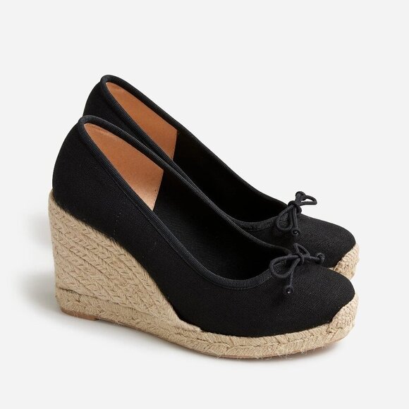 J.Crew Black Espadrille Wedges 7.5 - Picture 1 of 6